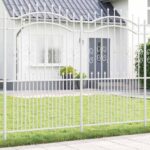 vidaXL Záhradný plot Biela 215 cm Povrchovo upravená oceľ