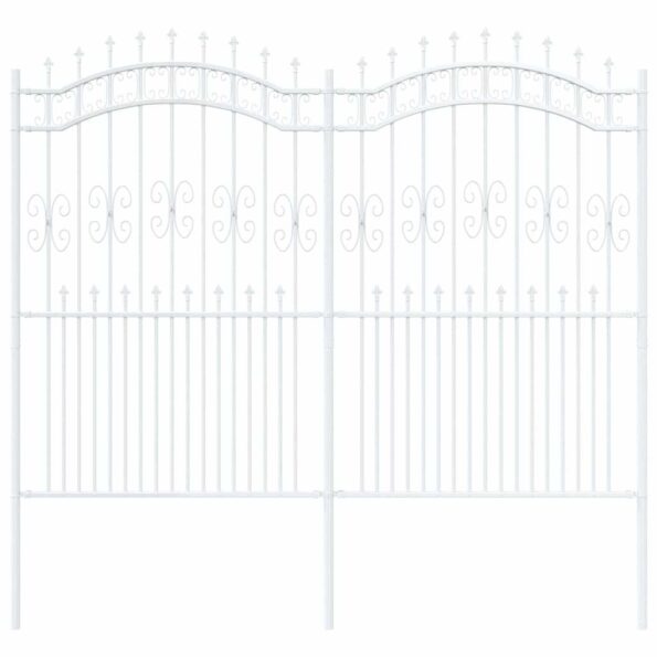 vidaXL Záhradný plot Biela 215 cm Povrchovo upravená oceľ – Obrázok 2