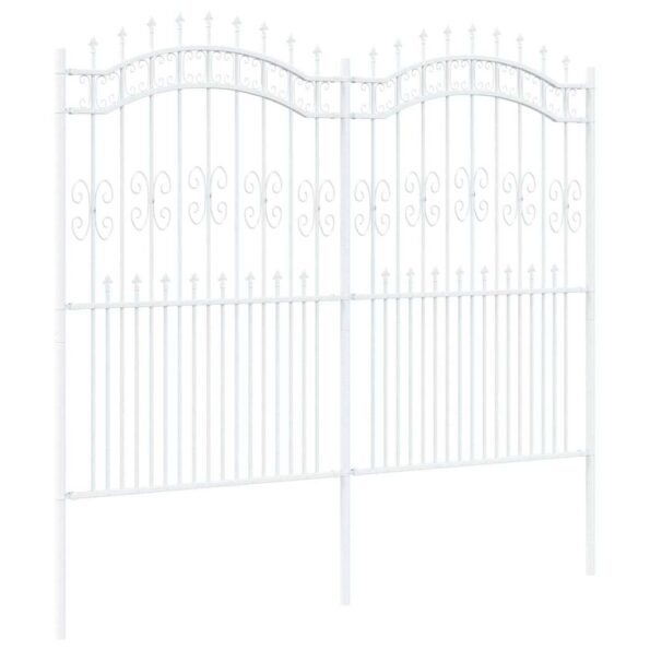 vidaXL Záhradný plot Biela 215 cm Povrchovo upravená oceľ – Obrázok 7