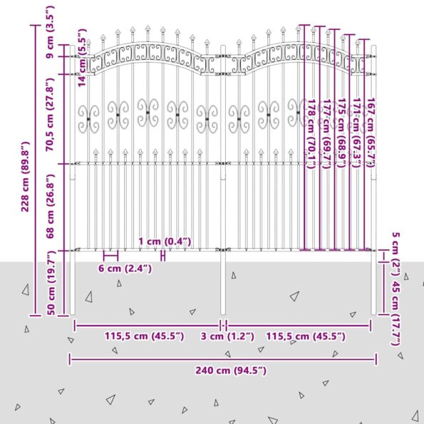 vidaXL Záhradný plot Biela 215 cm Povrchovo upravená oceľ – Obrázok 4
