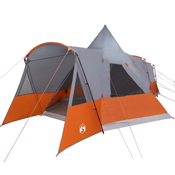 vidaXL Teepee stan pre 8 osôb Šedá a oranžová 720 x 465 x 295 cm – Obrázok 2