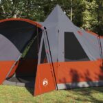 vidaXL Teepee stan pre 8 osôb Šedá a oranžová 720 x 465 x 295 cm – Obrázok 3