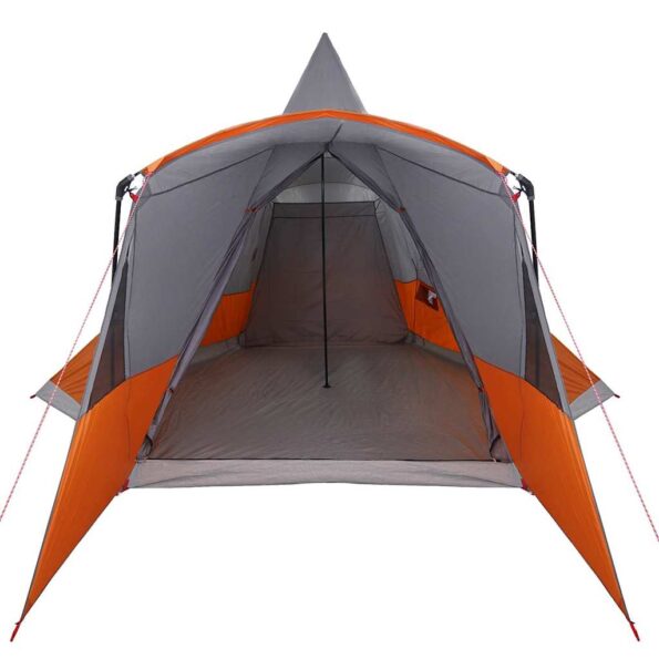 vidaXL Teepee stan pre 8 osôb Šedá a oranžová 720 x 465 x 295 cm – Obrázok 5