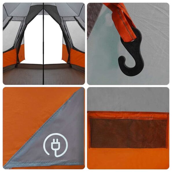 vidaXL Teepee stan pre 5 osôb Šedá a oranžová 545 x 450 x 295 cm – Obrázok 12