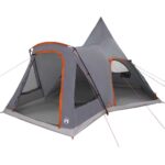 vidaXL Teepee stan pre 5 osôb Šedá a oranžová 545 x 450 x 295 cm – Obrázok 2