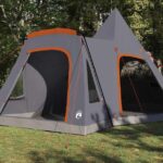 vidaXL Teepee stan pre 5 osôb Šedá a oranžová 545 x 450 x 295 cm – Obrázok 3
