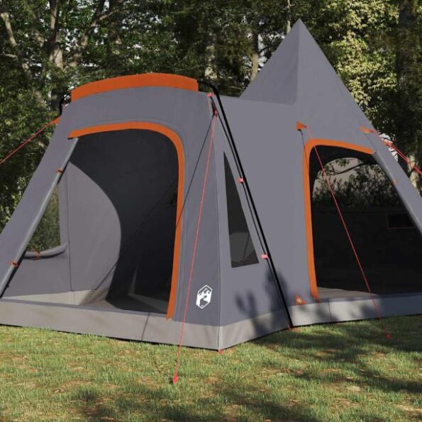 vidaXL Teepee stan pre 5 osôb Šedá a oranžová 545 x 450 x 295 cm – Obrázok 3