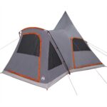 vidaXL Teepee stan pre 5 osôb Šedá a oranžová 545 x 450 x 295 cm – Obrázok 4