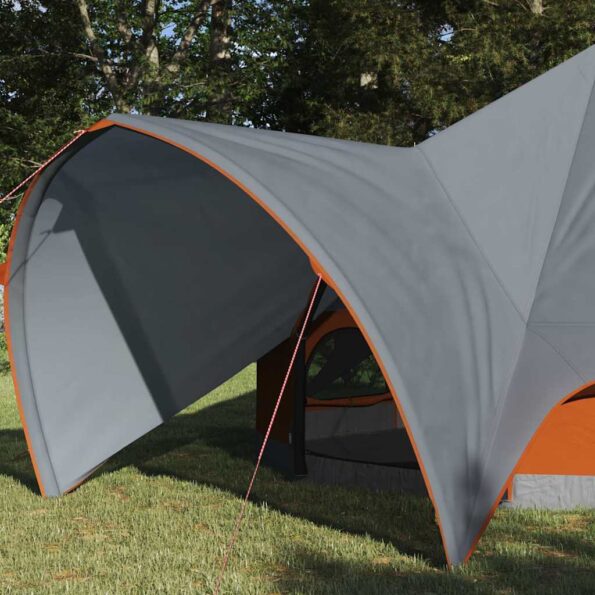 vidaXL Teepee stan so strechou Šedá a oranžová 600 x 600 x 347 cm – Obrázok 3