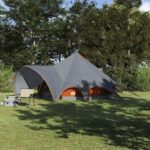 vidaXL Teepee stan pre 5 osôb Šedá a oranžová 415 x 415 x 247 cm