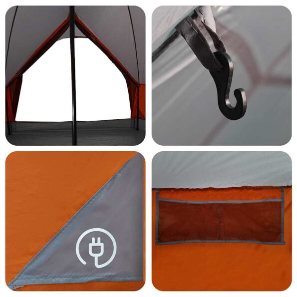 vidaXL Teepee stan pre 5 osôb Šedá a oranžová 415 x 415 x 247 cm – Obrázok 13