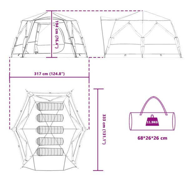 vidaXL Stan chata so strechou Modrá a šedá 333 x 317 x 194 cm – Obrázok 13