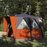 vidaXL Stan pre 3 osoby so strechou Šedá a oranžová 320 x 320 x 203 cm