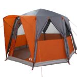 vidaXL Stan pre 3 osoby so strechou Šedá a oranžová 320 x 320 x 203 cm – Obrázok 2