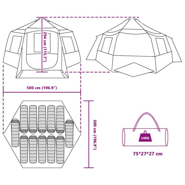vidaXL Stan chata so strechou Modrá a šedá 500 x 500 x 294 cm – Obrázok 13