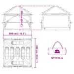 vidaXL Vnútorný stan so strechou Modrá a šedá 300 x 300 x 250 cm – Obrázok 11