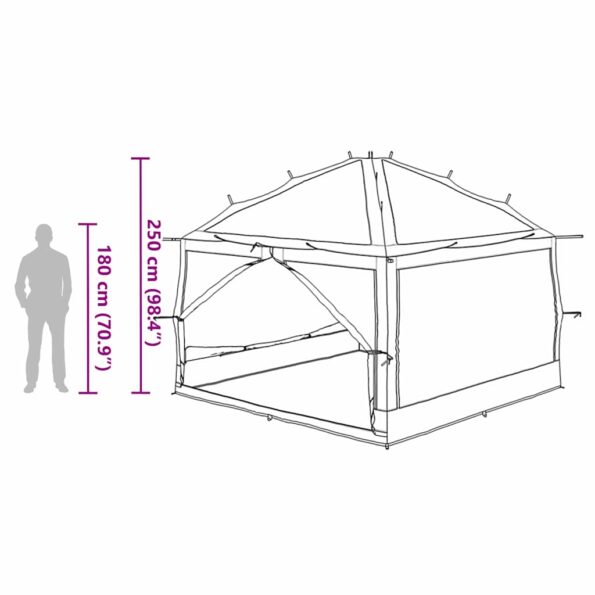 vidaXL Vnútorný stan so strechou Modrá a šedá 300 x 300 x 250 cm – Obrázok 12