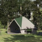 vidaXL Teepee stan pre 10 osôb Zelená a biela 567 x 470 x 242 cm