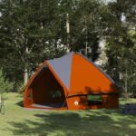 vidaXL Teepee stan pre 10 osôb Šedá a oranžová 567 x 470 x 242 cm