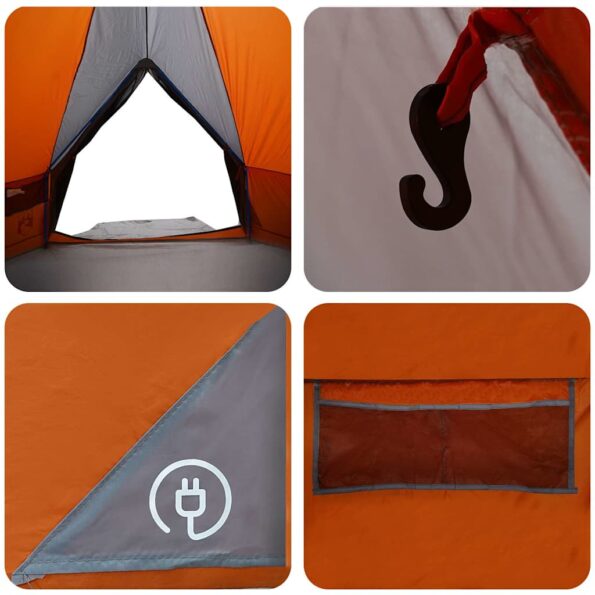 vidaXL Teepee stan pre 10 osôb Šedá a oranžová 567 x 470 x 242 cm – Obrázok 11
