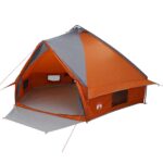 vidaXL Teepee stan pre 10 osôb Šedá a oranžová 567 x 470 x 242 cm – Obrázok 2