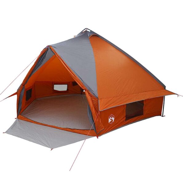 vidaXL Teepee stan pre 10 osôb Šedá a oranžová 567 x 470 x 242 cm – Obrázok 2