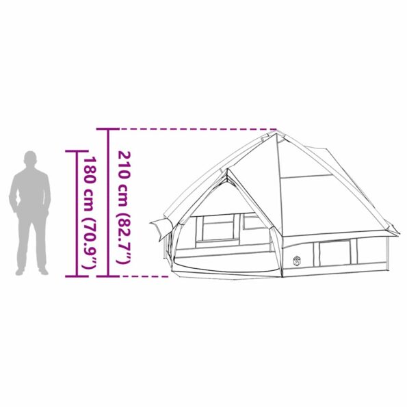 vidaXL Teepee stan pre 8 osôb Zelená a biela 490 x 410 x 210 cm – Obrázok 13
