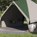 vidaXL Teepee stan pre 8 osôb Zelená a biela 490 x 410 x 210 cm – Obrázok 3