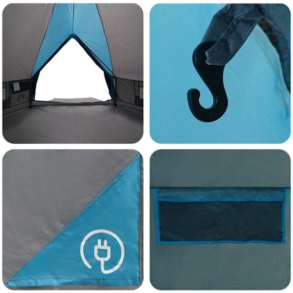 vidaXL Teepee stan pre 8 osôb Modrá a šedá 490 x 410 x 210 cm – Obrázok 11