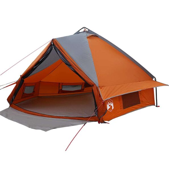 vidaXL Teepee stan pre 8 osôb Šedá a oranžová 490 x 410 x 210 cm – Obrázok 2