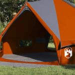 vidaXL Teepee stan pre 8 osôb Šedá a oranžová 490 x 410 x 210 cm – Obrázok 3