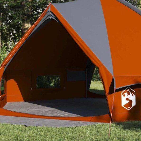 vidaXL Teepee stan pre 8 osôb Šedá a oranžová 490 x 410 x 210 cm – Obrázok 3