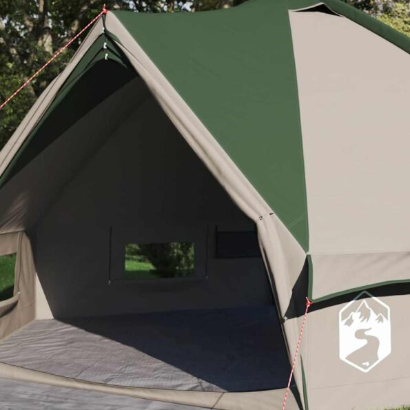vidaXL Teepee stan pre 6 osôb Zelená a biela 431 x 366 x 185 cm – Obrázok 3