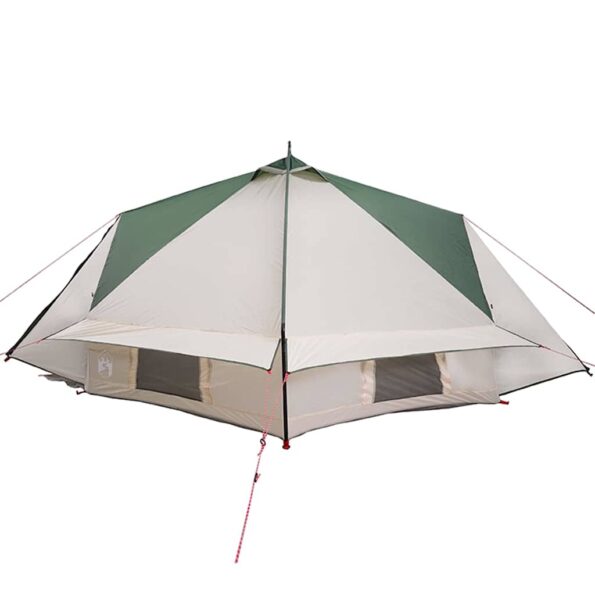 vidaXL Teepee stan pre 6 osôb Zelená a biela 431 x 366 x 185 cm – Obrázok 6