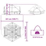 vidaXL Teepee stan pre 6 osôb Modrá a šedá 431 x 366 x 185 cm – Obrázok 12