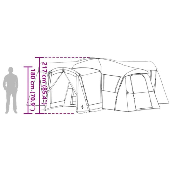 vidaXL Rodinný stan so strechou Zelená a biela 745 x 700 x 217 cm – Obrázok 12