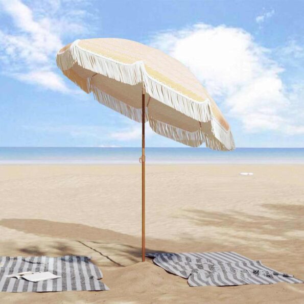 vidaXL Plážový slnečník Žltá a biela 160 x 160 x 196 cm – Obrázok 5
