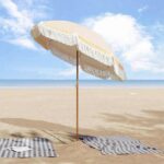 vidaXL Plážový slnečník Žltá a biela 160 x 160 x 196 cm – Obrázok 3