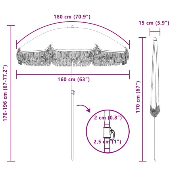 vidaXL Plážový slnečník Žltá a biela 160 x 160 x 196 cm – Obrázok 7