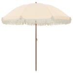 vidaXL Slnečník Žltá a biela Ø 205 x 209 cm Oceľ – Obrázok 2