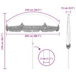 vidaXL Slnečník Žltá a biela Ø 205 x 209 cm Oceľ – Obrázok 7