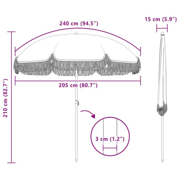 vidaXL Slnečník Žltá a biela Ø 205 x 209 cm Oceľ – Obrázok 7