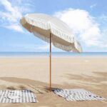 vidaXL Plážový slnečník Šedý a biely 160 x 160 x 196 cm – Obrázok 3