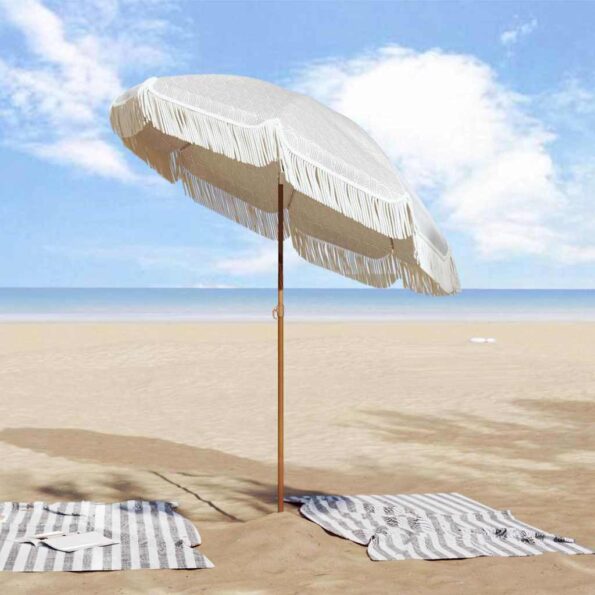 vidaXL Plážový slnečník Šedý a biely 160 x 160 x 196 cm – Obrázok 3