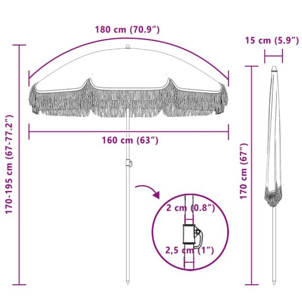 vidaXL Plážový slnečník Šedý a biely 160 x 160 x 196 cm – Obrázok 7