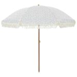 vidaXL Slnečník Šedý a biely Ø 205 x 209 cm Oceľ – Obrázok 2