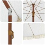 vidaXL Slnečník Šedý a biely Ø 205 x 209 cm Oceľ – Obrázok 5