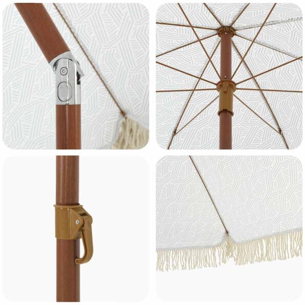 vidaXL Slnečník Šedý a biely Ø 205 x 209 cm Oceľ – Obrázok 5