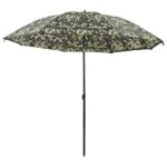 vidaXL Rybársky dáždnik Maskáčová 220 x 185 cm Oxford Polyester – Obrázok 2