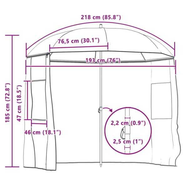 vidaXL Rybársky dáždnik Žltá armáda 220 x 193 cm Oxford Polyester – Obrázok 12